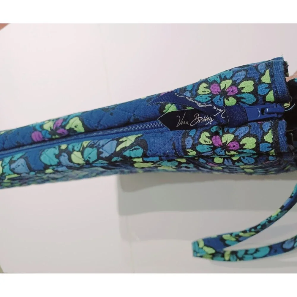 Vera Bradley Padded Laptop Travel Tote Shoulder Bag Indigo Pop Floral Print